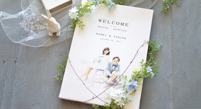 似顔絵のウェルカムボード