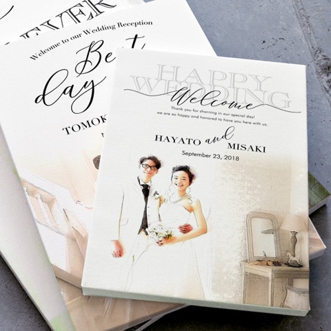 似顔絵のウェルカムボード パステル/キャンバス