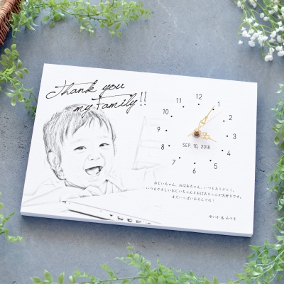 似顔絵の時計/デッサン 似顔絵の時計/デッサン(祖父母)