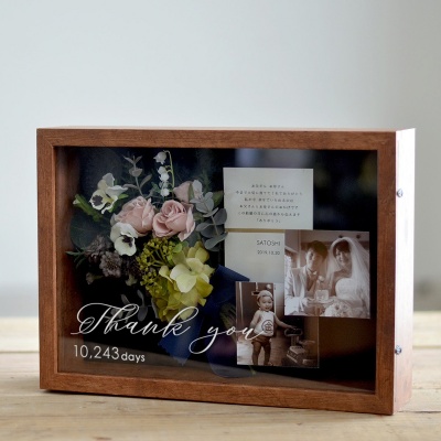 両親贈呈ギフト/子育て感謝状 ミニブーケ×レターボックス/セピア