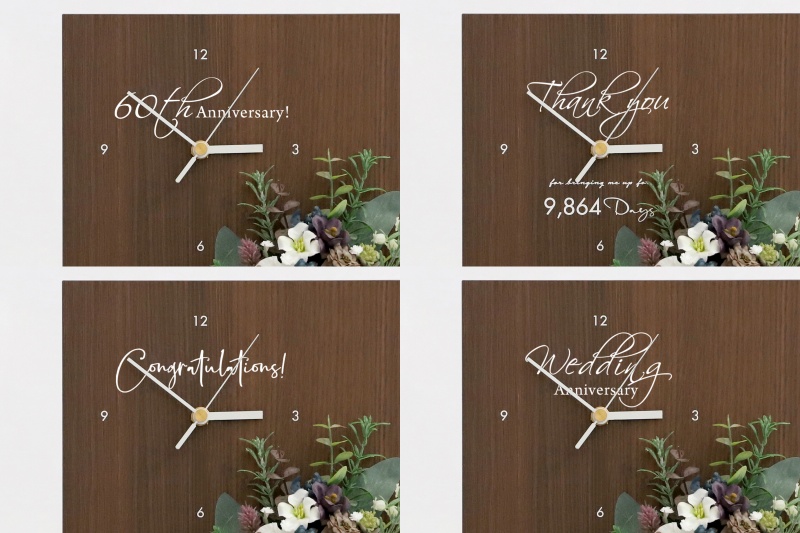 傘寿 米寿 卒寿の花時計の印字イメージ
