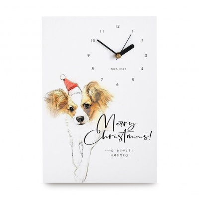 似顔絵のイラスト時計 クリスマスや誕生日に可愛いペットのイラスト時計